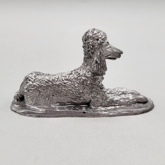 Ricker Pewter Standard Poodle Figurine Lying Dog Standard Poodle Canine - Picture 3 of 6
